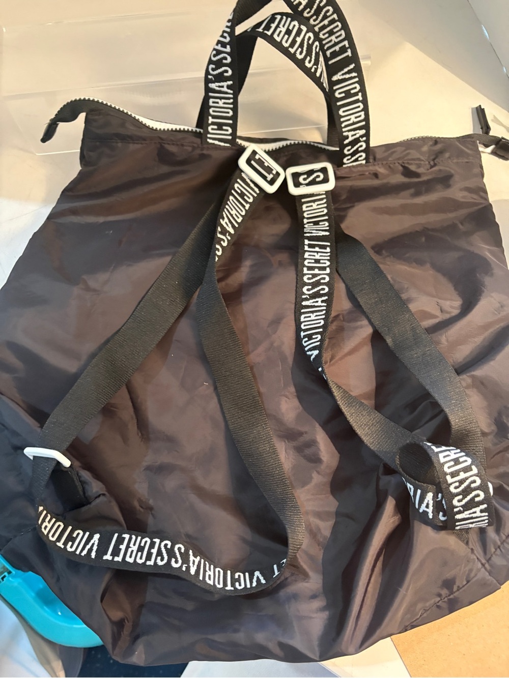 Victoria's Secret Black Backpack with Pink Logo - Picture 6 of 9